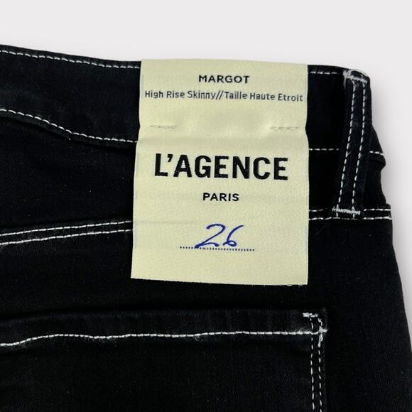 L'Agence Margot High-Rise Skinny Jeans in Noir Contrast Size 26 NEW - Picture 5 of 9